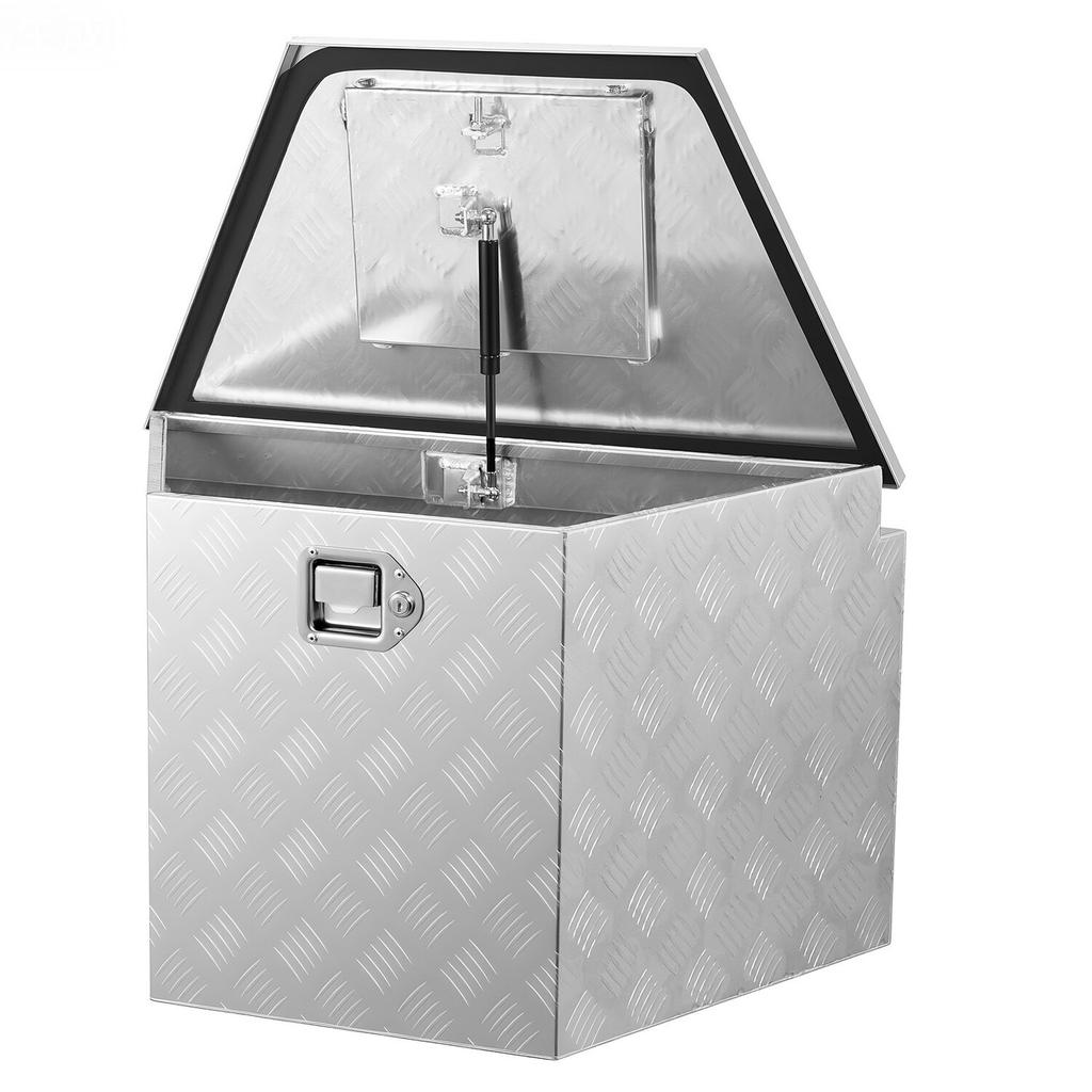 Trailer Tongue Box, 737 x 410 x 457 mm Aluminum Trailer Tongue Tool Box, Heavy Duty Storage Organizer with Lock & Keys, Utility Tool Chest for Pickup