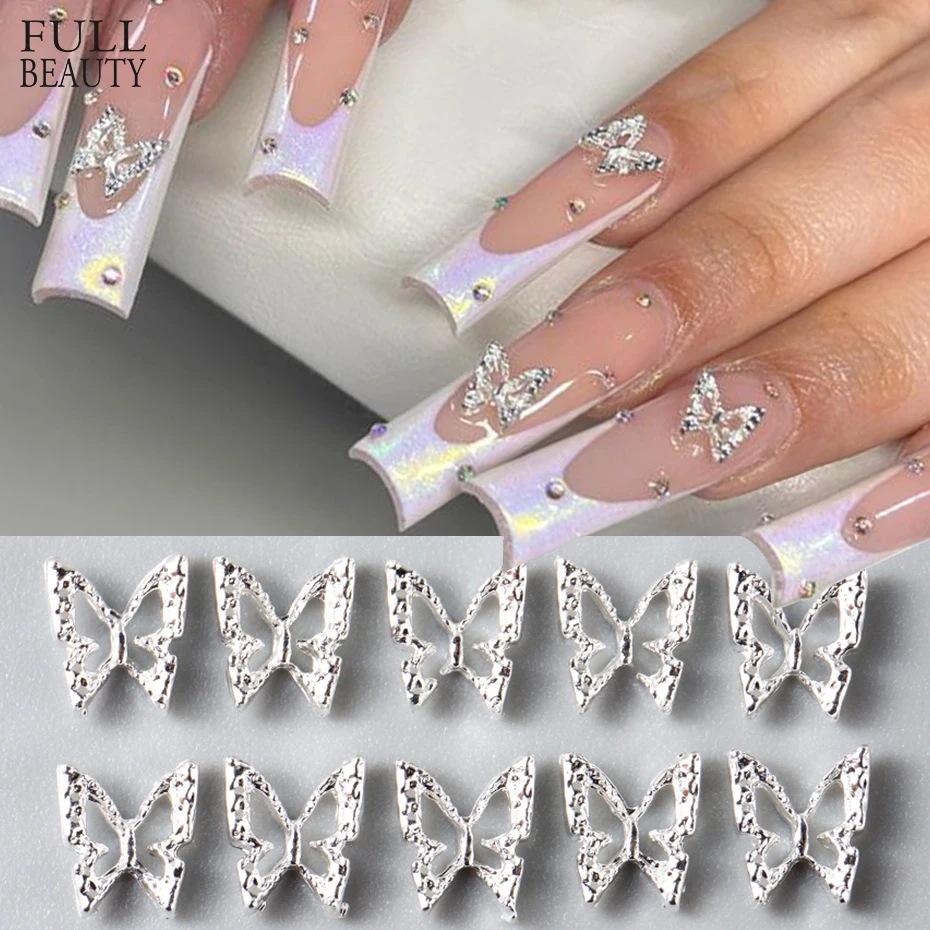 Nail Art Accessories 10 Pieces Butterfly Alloy Wings Hollow Metal Butterfly Nail Diamond Accessories