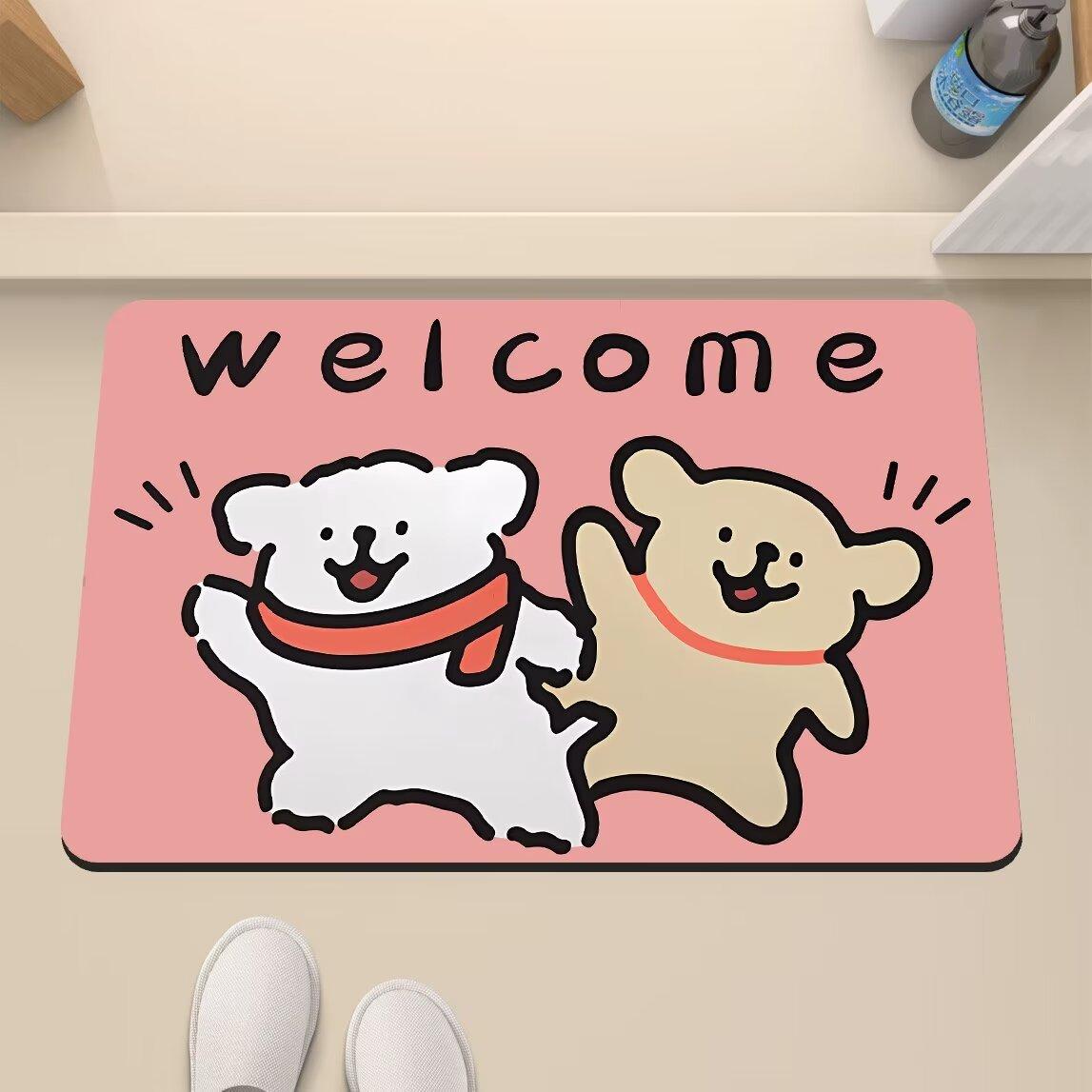 

VIKAMA Cartoon Bathroom Toilet Entryway Water-Absorbent Mat Dirt-Resistant Non-Slip Quick-Drying Doorway Floor Mat Home Decor 40X60CM (1.3X2FT