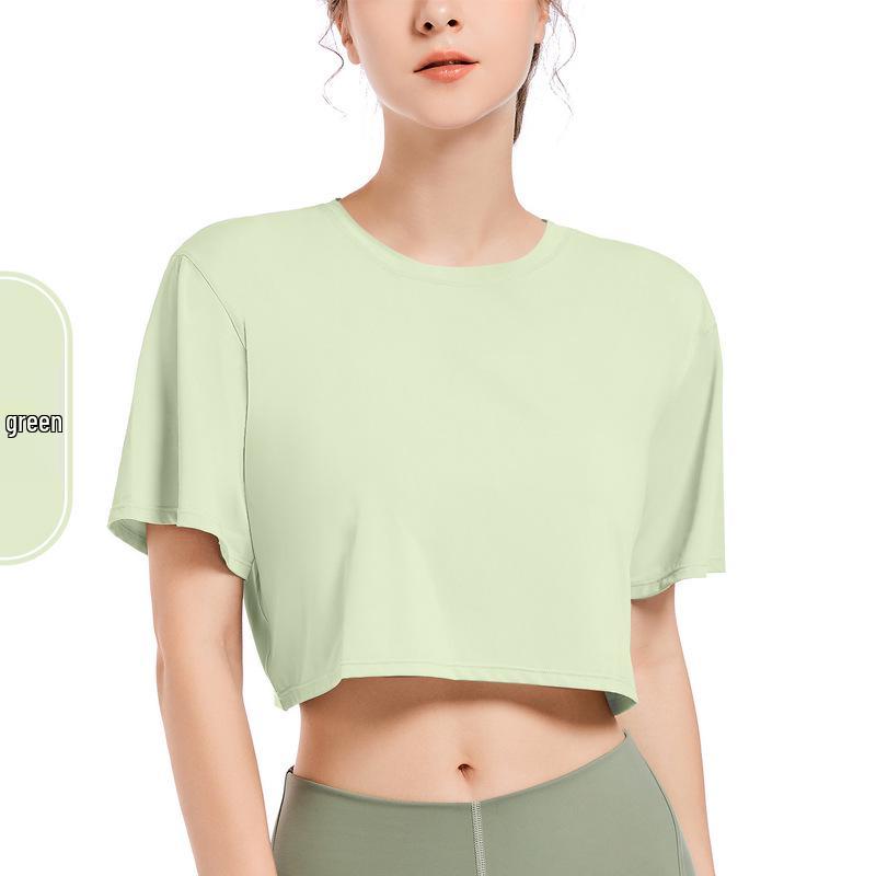 

Летняя охлаждающая футболка с коротким рукавом для йоги и бега, быстросохнущая, UPF50, свободного кроя, повседневный фитнес-топ S (recommended 90-100 jin) зелёный