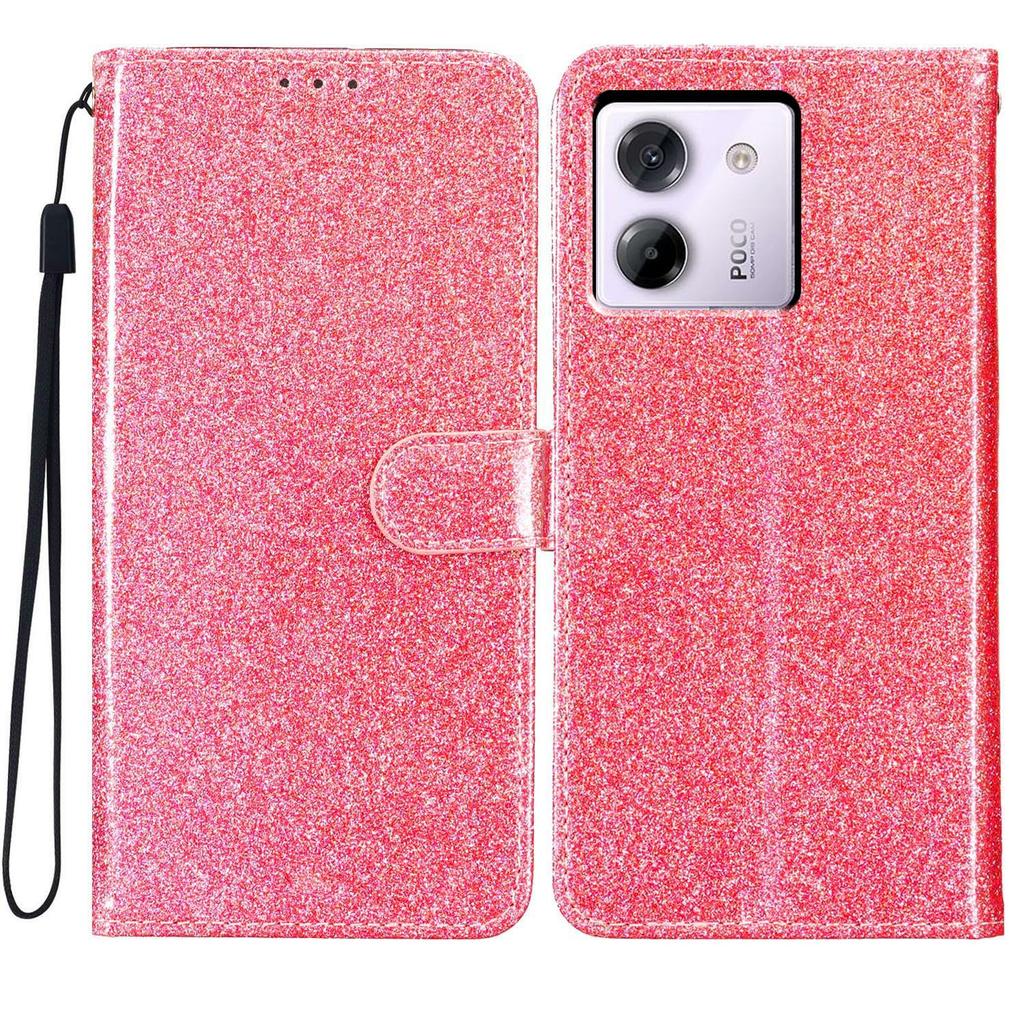 Für Xiaomi Poco M7 Pro 5G Brieftasche Hülle Glitzer Kratzfest Leder Ständer Handyhülle mit Riemen