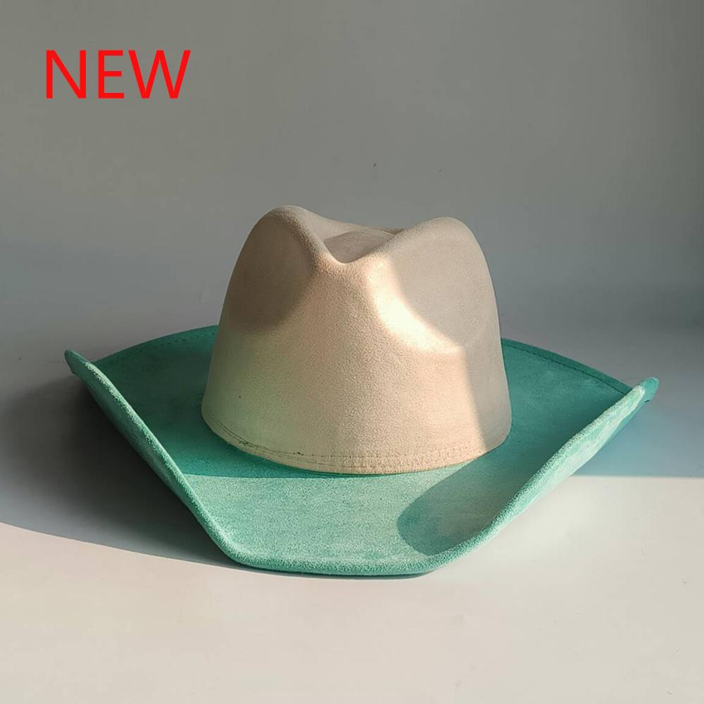 Freedom Outdoors Women's Suede Western-Style Patchwork Denim Hat Men's Gentleman's Hat Denim Hat Panama Hat Fashionablewide-Brimmed Hat Cowboy Hat 56-58Cm