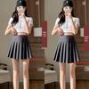 Women's Gray High-Waist Pleated A-line Skirt - Spring/Summer 2024, Autumn/Winter Midi, Slimming Fit, Petite Sizes Available