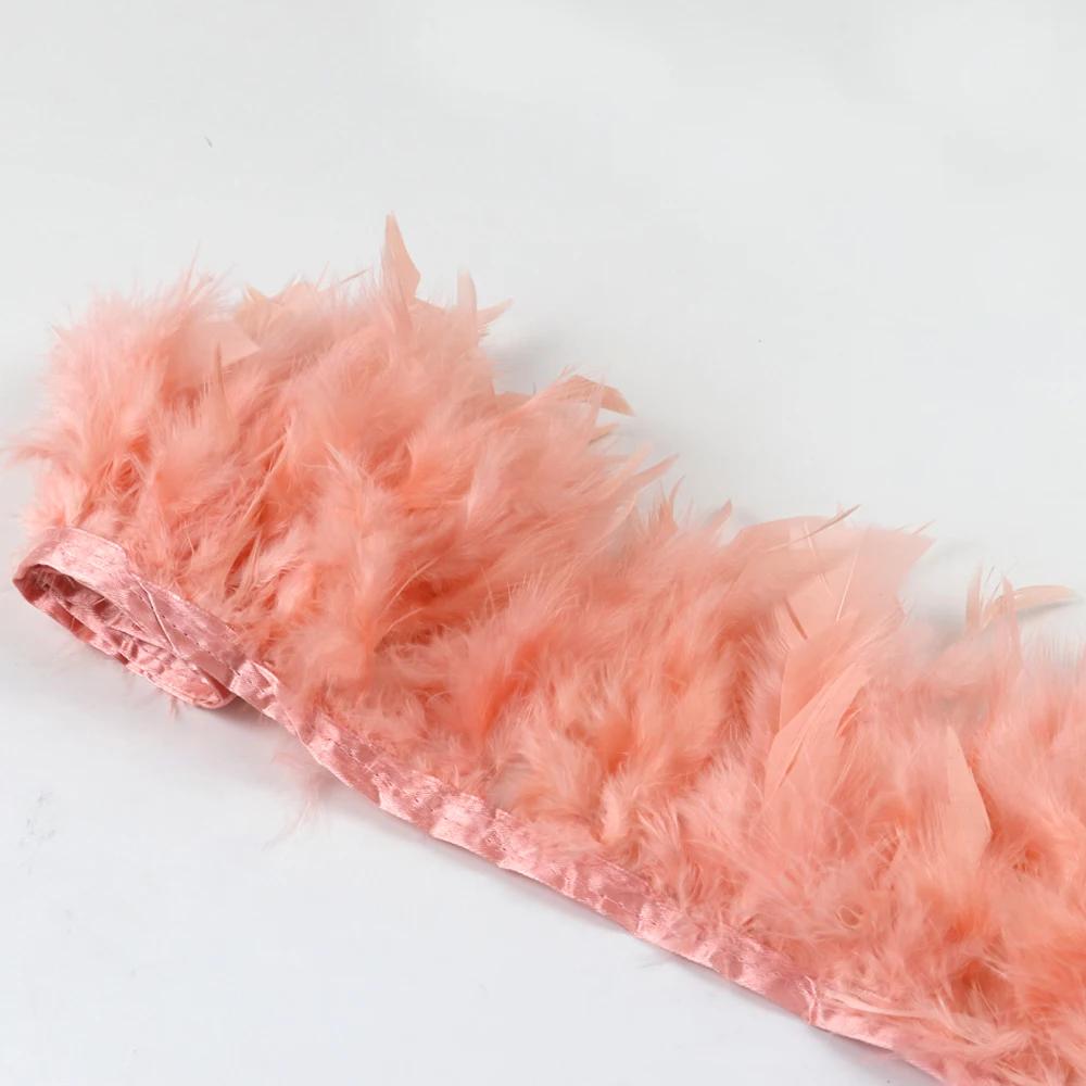 1Meters Natural Turkey Feathers Trim Height 10-15Cm Wedding Clothing Dress Decoration Diy Feather Ribbon Sewing Crafts