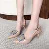 Fashion Fine Heel Sandals Summer New Pointed Head Shallow Mouth Crystal Buckle Anti-slip Wear-resistant High Heel Shoes