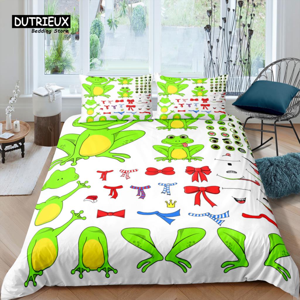 

Предметы для дома Роскошный 3D Мультяшный Набор Постельного Белья с Лягушкой Пододеяльник Наволочка Детский Набор Постельного Белья Двуспальный и Королевский Размер ЕС/США/Австралия/Великобритания EU single(135x200cm)