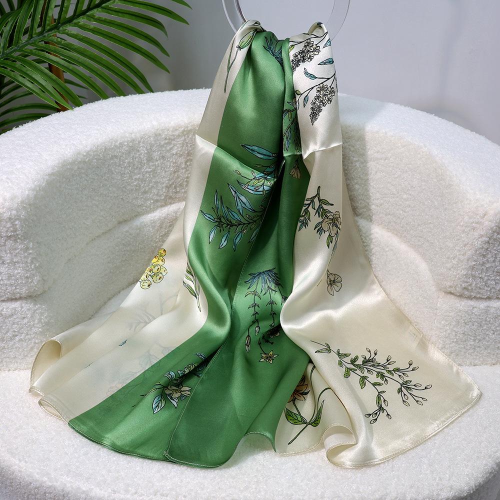 100 mulberry silk silk scarf, new printed shawl cheongsam with thin scarf, long scarf, silk Women s Day gift 135-175CM