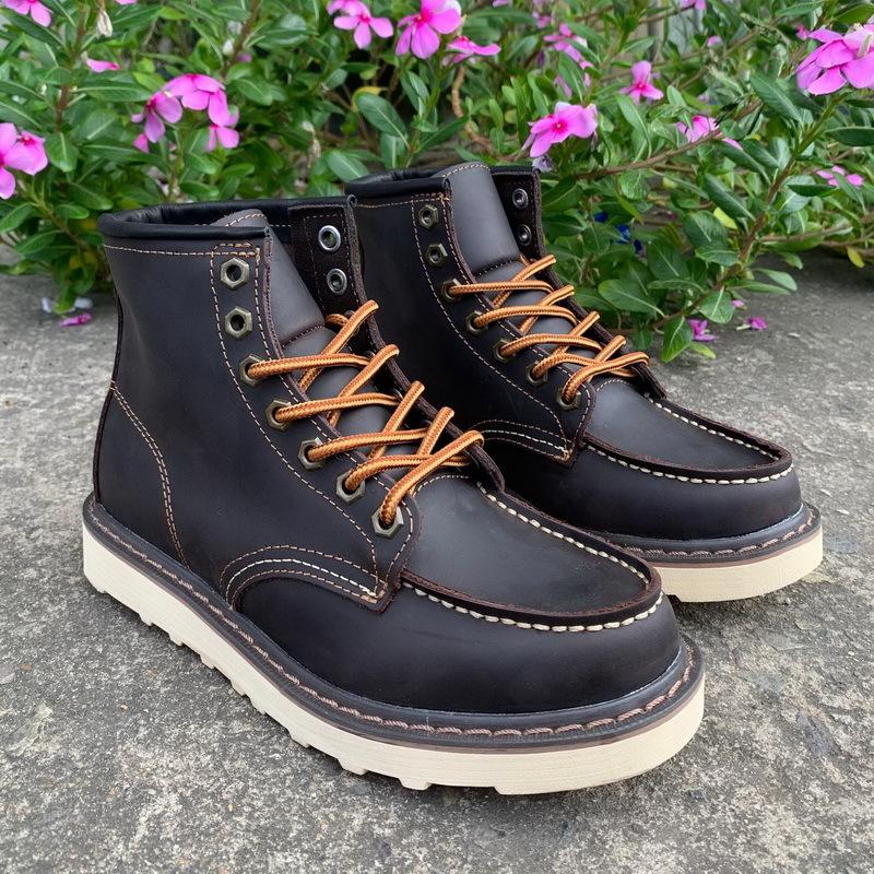Kožené ležérní dámské boty Top hovězí kůže Nástrojové boty Venkovní lokomotivní boty Vodotěsné krátké boty Pánské boty Martensky