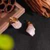 Natural Crystal Stone Irregular Shape Raw Rose Quartz Gold Plated Cap Hanging Ornaments Reiki Healing Gifts