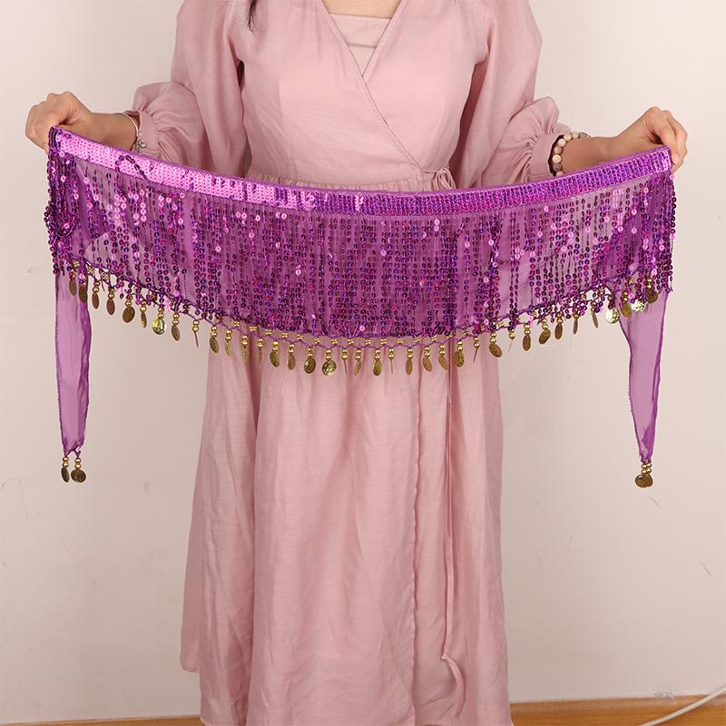 Belly Dance Waist Chain Boho Sequin Tassel Waist Belt Indian Dance Hip Scarf Jazz Dance Show Costumes With Dangling Sequins