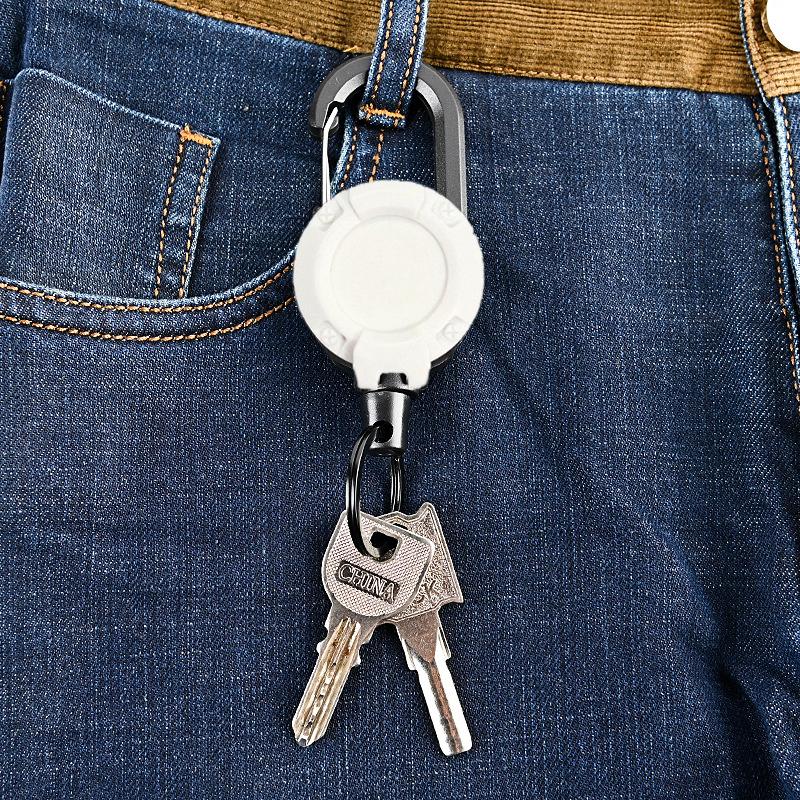 1 st Stöldskydd Metall Lätt att dra i Spänne Rep Elastisk Nyckelring Sportig Infällbar Nyckelring Förlora Inte Skidpass ID-kort