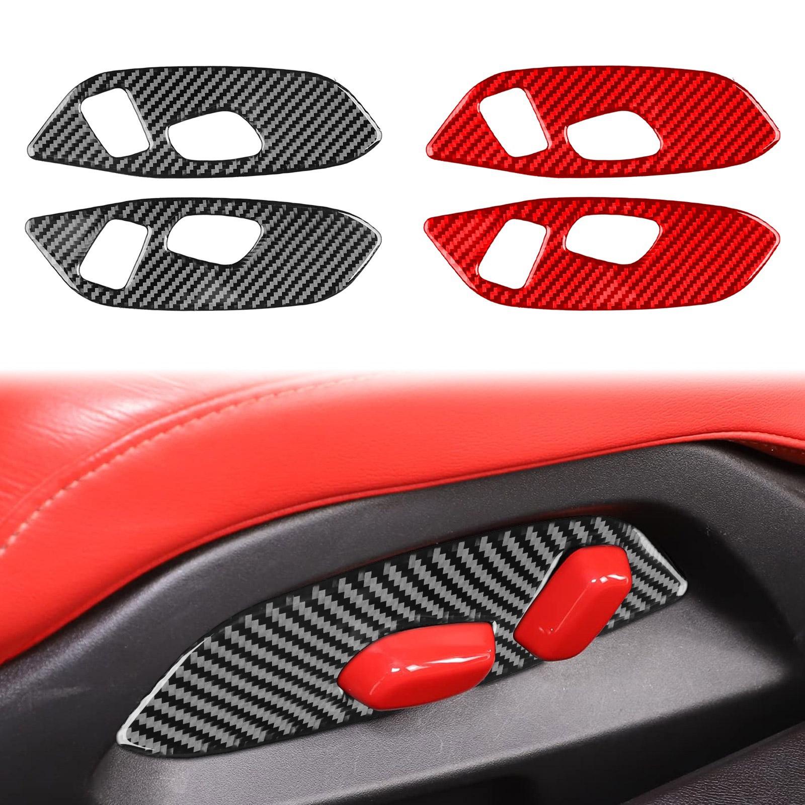 

Отделка панели кнопок регулировки сиденья, внутренний аксессуар из углеродного волокна для украшения автомобиля C8 2020-2023 гг. красный