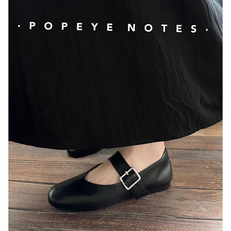 French retro light mouth with Mary Jane shoes spring and autumn new soft leather thick heel large size single shoes square head high heels