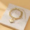 Women Bracelet, Adjustable Extended Tail Chain Bracelet, Double-Layered Cuban Bracelet with Heart Charm for Jewelry Gift