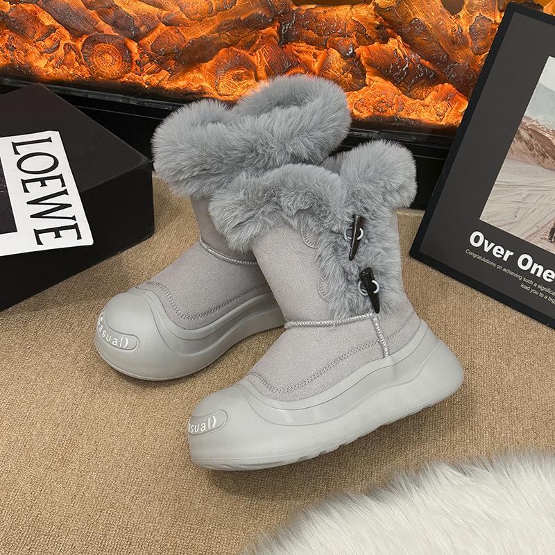 Women's Thick-soled Winter Lightweight Warm Anti Cold Padded Snow Boots Non-slip Wear-resistant Casual Sneakers Cotton Boots