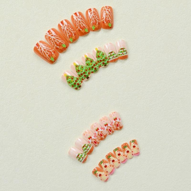 Holiday 24pcs Press On Nails Christmas and Winter Designs Stick on Nail False Nail Decoration for Fashion Enthusiasts