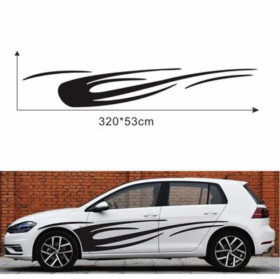 1x Glänzend Schwarz Auto Karosserie Seite Aufkleber Abziehbild Zierleiste Stromlinienförmiger Flammen-Look Universal