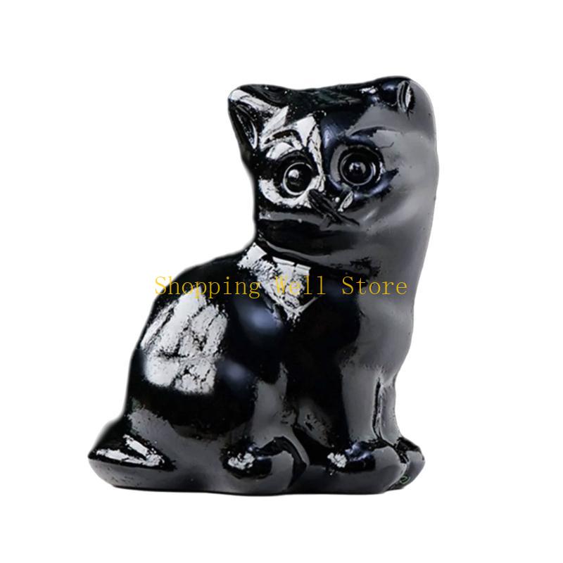 KX4B Crystal Lucky Cats Miniature Figurine Collectibe Gift for Celebration Birthday Housewarmings Fengshui Decors Ornament