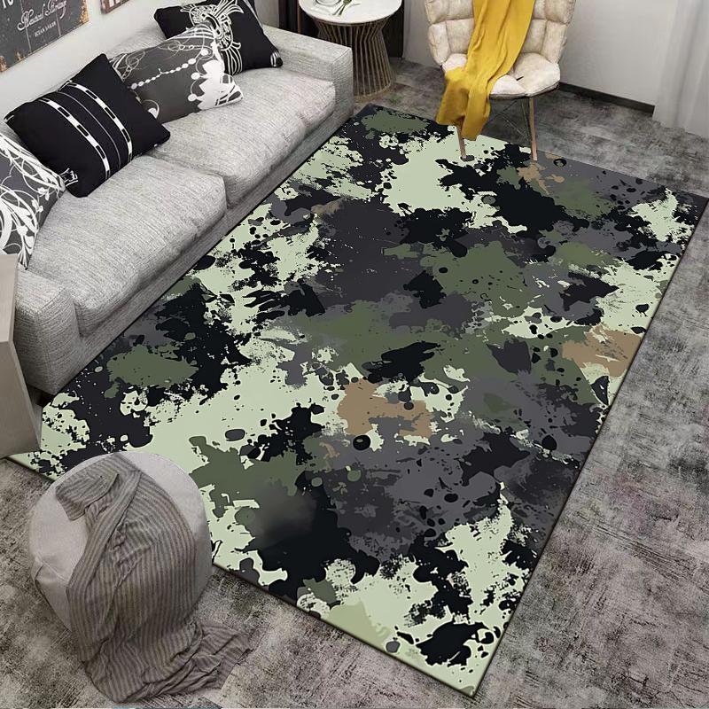 Teppich mit Tarnmuster und abstraktem Farbspritzer-Design Geeignet als Antirutsch für Wohnzimmer, Schlafzimmer, Sofas