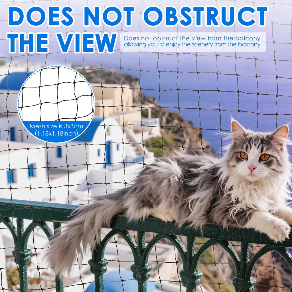 Cat Netting Balcony 3x4M Steel Wire Reinforced Cat Safety Net Weather Resistant Cat Anti Fall Netting Garden Net Anti Bird Net