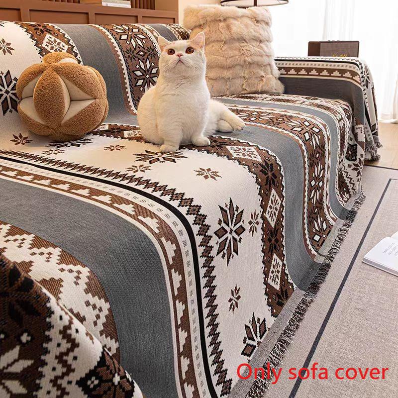 BEPAN Autumn Winter Chenille Non Slip Jacquard Sofa Cover Cat Scratch Proof Full Coverage Sofa Blanket Home Textile 180X130CM темный кофе