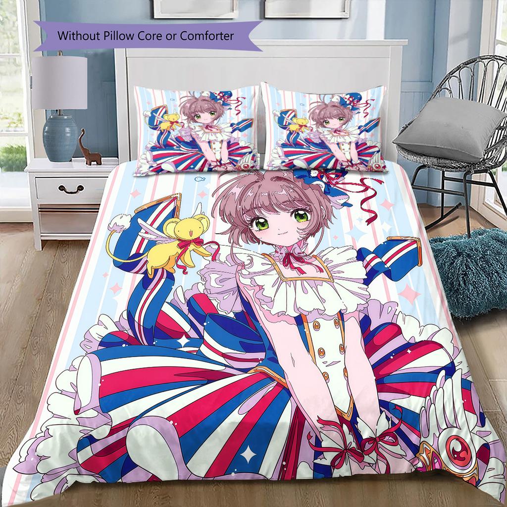 Cardcaptor Sakura Kinomoto Sakura Collection Bedding Set, 1 Duvet Cover & 2 Pillowcases, Suitable for Home Decor