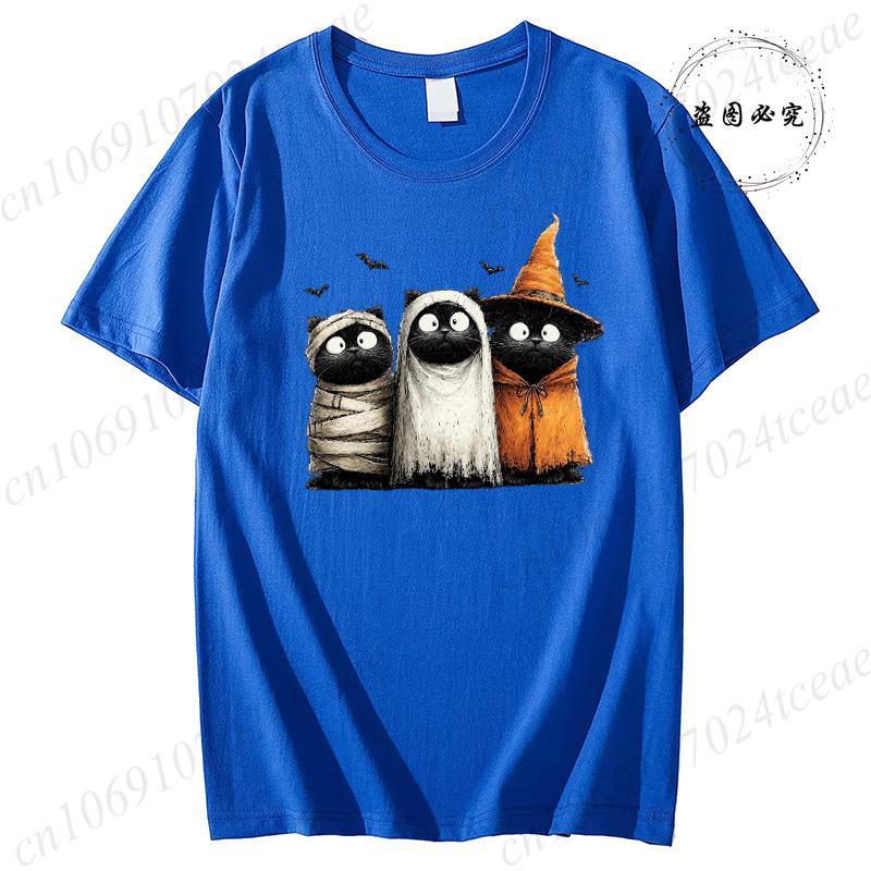 Womens New Fashion Clothes Tshirt Halloween Cat Graphic T Shirts Tops Witch Cats Pumpkin Harajuku Vintage Tee Shirts Clothes