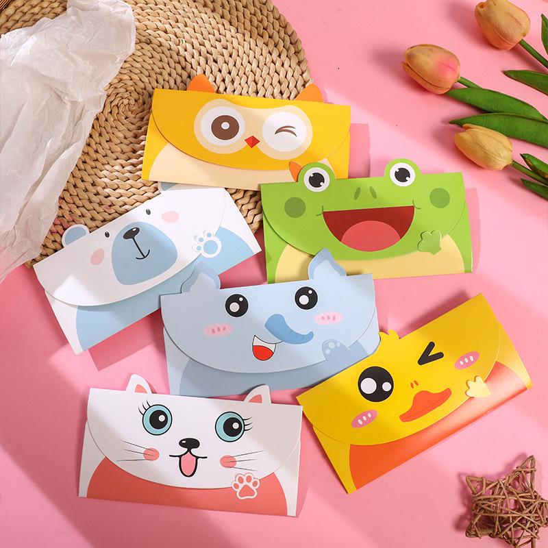 Adorable Animal Cartoon Greeting Card with Envelope - DIY Folding Thank You Card for Kids