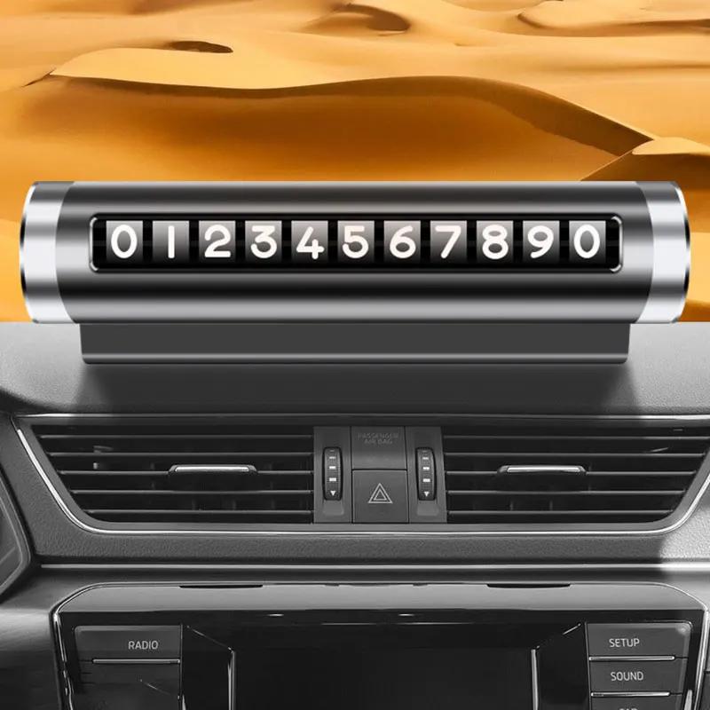 Metal Car Temporary Parking Card Rotate Phone Number Plate Aluminum Stickers Park Stop In Car-styling Auto Accessories