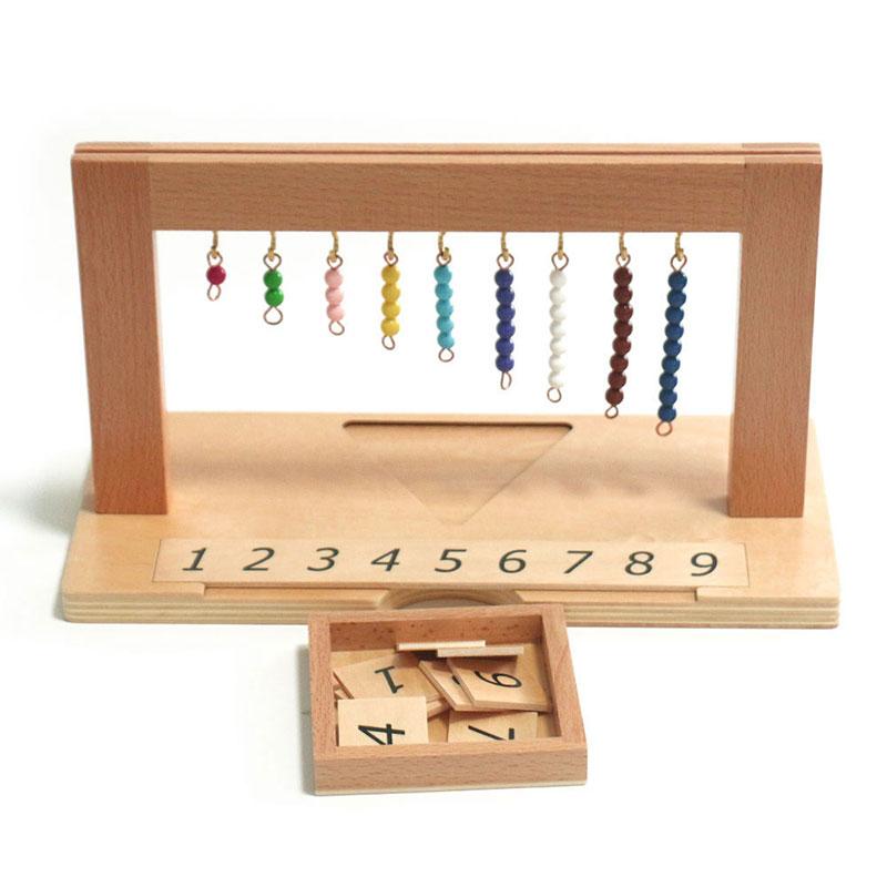 Montessori Zahlen 1-9 11-19 1-19 Internationale Version Perlenrahmen Mathematisches Spielzeug Farbige Perlen Zehnerschritte Brett Gruppe Lernspielzeug