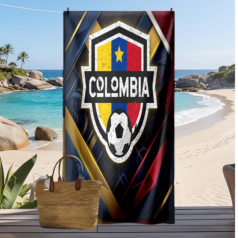 Colombia Football Print Beach Towel Quick Dry Super Absorbent Soft Bath Towel for Swimming Beach Travel Fan Souvenir Gift