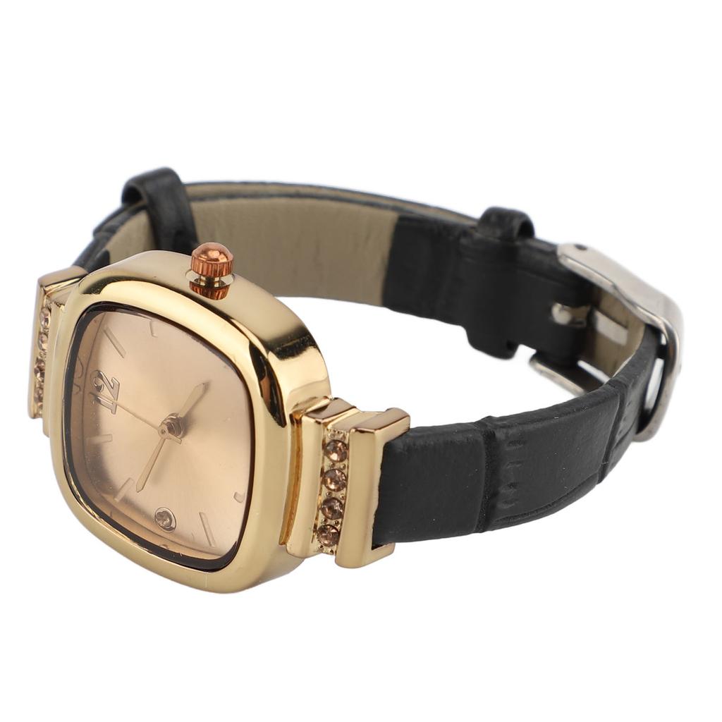 Women Leather Strap Watch Elegant Dainty Classic Vintage Retro Ladies Quartz Watch Gift Present Black