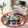 Cute Christmas Day Gift Bell Santa Claus Snowman Christmas Tree round rug Home Soft Decorative Anti slip Chair Mat Carpet Outdoor Floor Mat Carpet 52