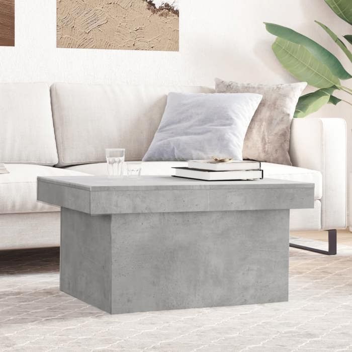 VidaXL Table basse gris béton 80x55x40 cm bois d'ingénierie, table latérale, table de salon, table d'accent, bout de canapé, 840866
