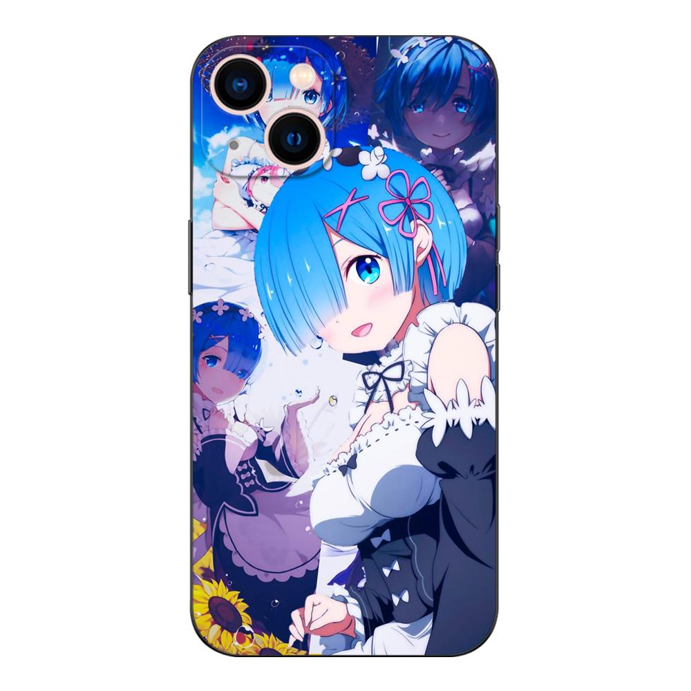 Black Tpu Case For Samsung Galaxy A03 SM-A035 A03 Core A03S A13 A23 LTE A33 A53 A73 4G 5G Ram Rem Anime Cartoon
