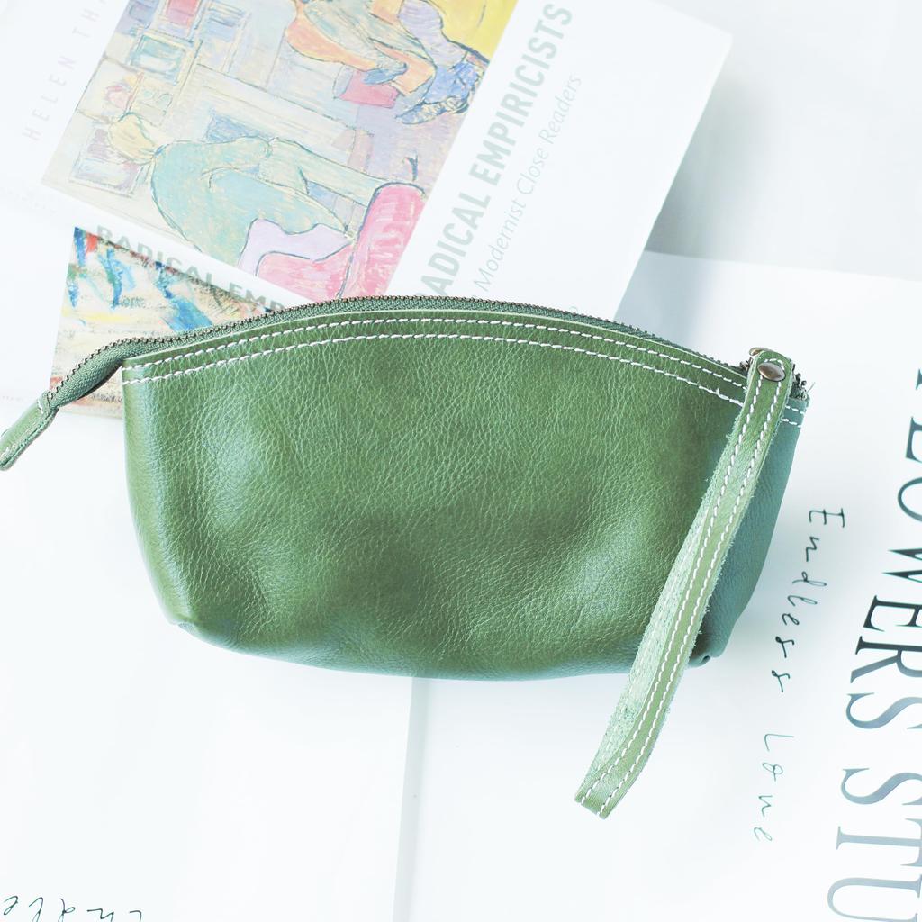 Thayakii Women's Cosmetic Pouch, Small Item Storage Bag, Cute and Fashionable Lightweight Handbag with a Simple Design, Made of Genuine Leather,