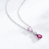 Ailmay Sterling Silver Water Droplet Sweet Pink Zircon Pendant Necklace for Women Romantic Valentine's Day Gift