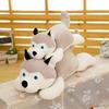 Cute Gray Lying Posture Husky Plush Doll Toy For Cuddly Play And Collection