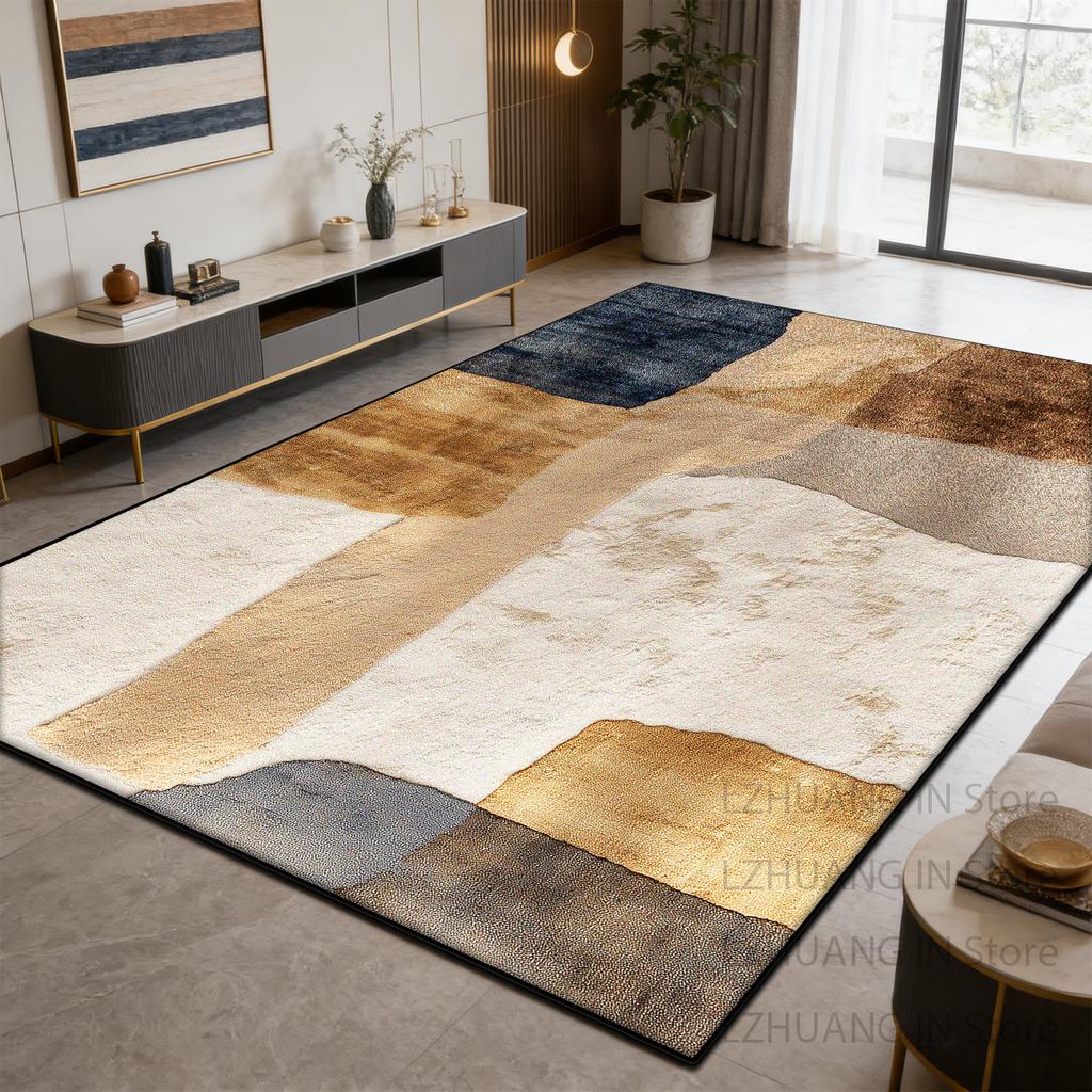 Warm Brown Rice White Modern Fluffy Living Room Rug Home Decoration Luxury Antiskid Carpet Large Area Easy Clean Soft Floor Mats