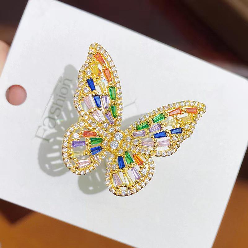 Colorful Copper Zirconia Butterfly Ring – Adjustable, High-Grade, Cute, and Stylish.