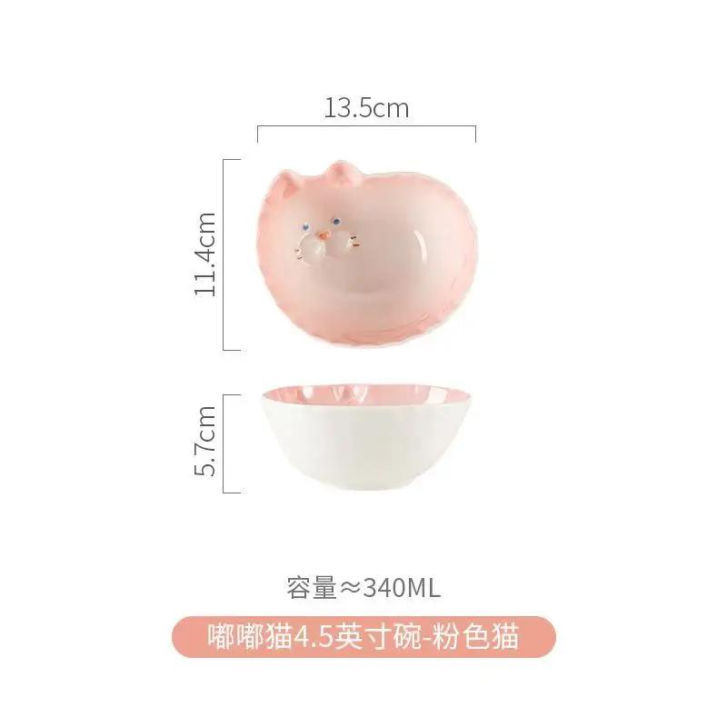 Beautiful Children s Cartoon Fortune Cat Tableware A Couple s Home Dining Bowl Cute Ceramic Dining Plate Dishes and Plates