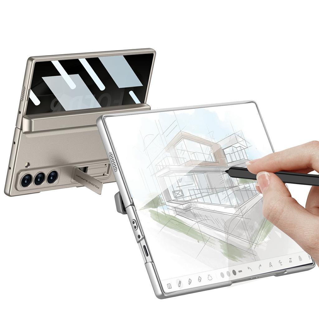 GKK For Samsung Galaxy Z Fold6 5G Case with Privacy Screen Film,Pencil Slot Magnetic Hinge Hard PC Phone Cover