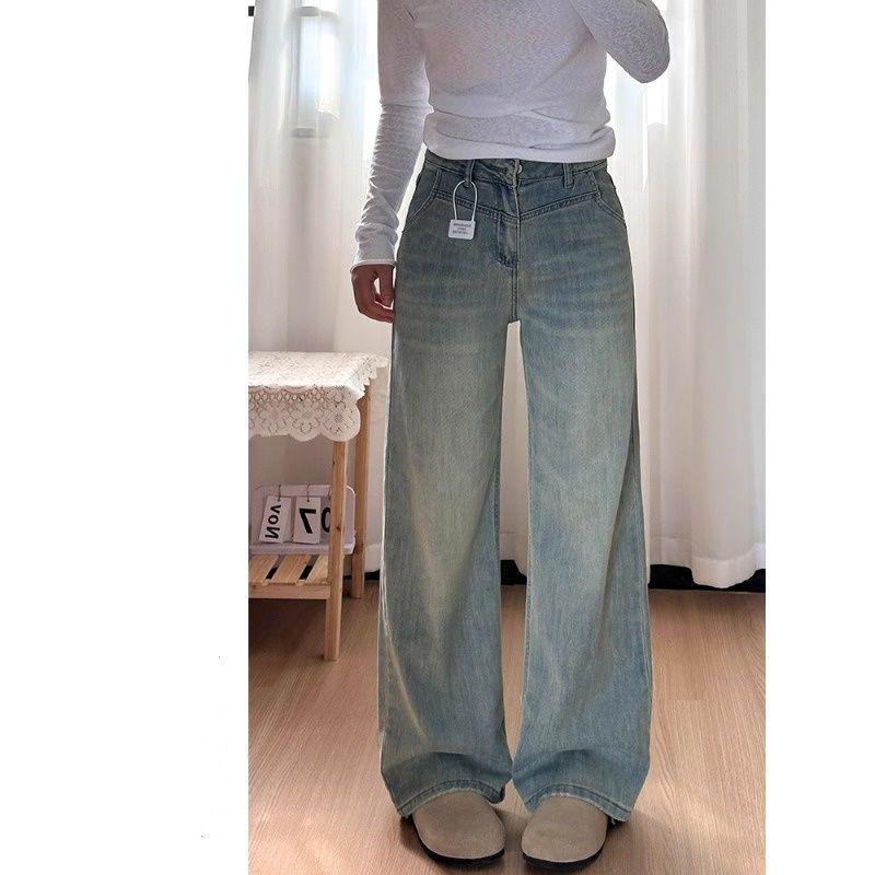 Women's Pear-Shaped Wide Leg Jeans - Plus Size, Slimming, Loose Fit, Autumn/Winter.