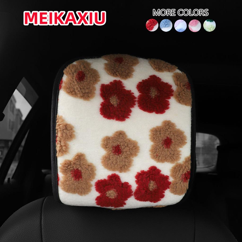 1 Winter Plush Three-dimensional Flower Color Car Head Hat Head by Head Pillow Cover Cushion Cover Anti-dirty Automotive Supplie