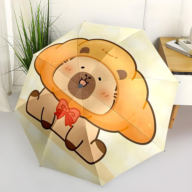 1pc Cute Capybara Pattern Automatic Umbrella Durable Iron Frame & Plastic Handle, Gift for Men & Women, Sturdy Construction Yy250905117