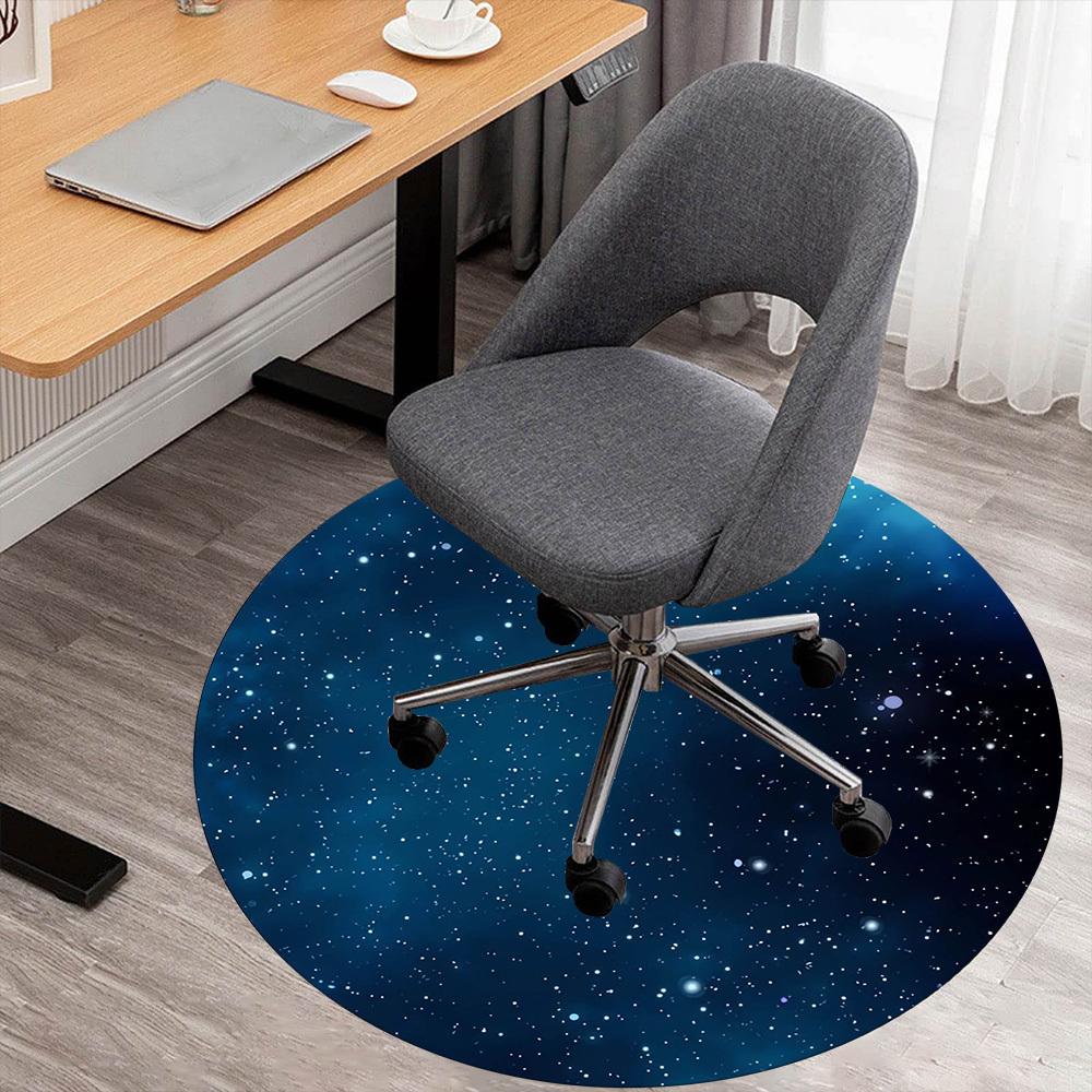 1pc Galaxy Starry Round Chair Mat Area Rug - Non-Slip, Floor Mat for Office, Bedroom, Home Decor Christmas Gift P0811157