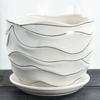 Nordic White Ceramic Flower Pot with Tray - Large & Extra Large for Pothos & Succulents