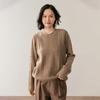 Women's European Style Cashmere Sweater - Round Neck, Thick, Loose Fit, Cable Knit with Diamond Pattern, Perfect for Autumn/Winter.