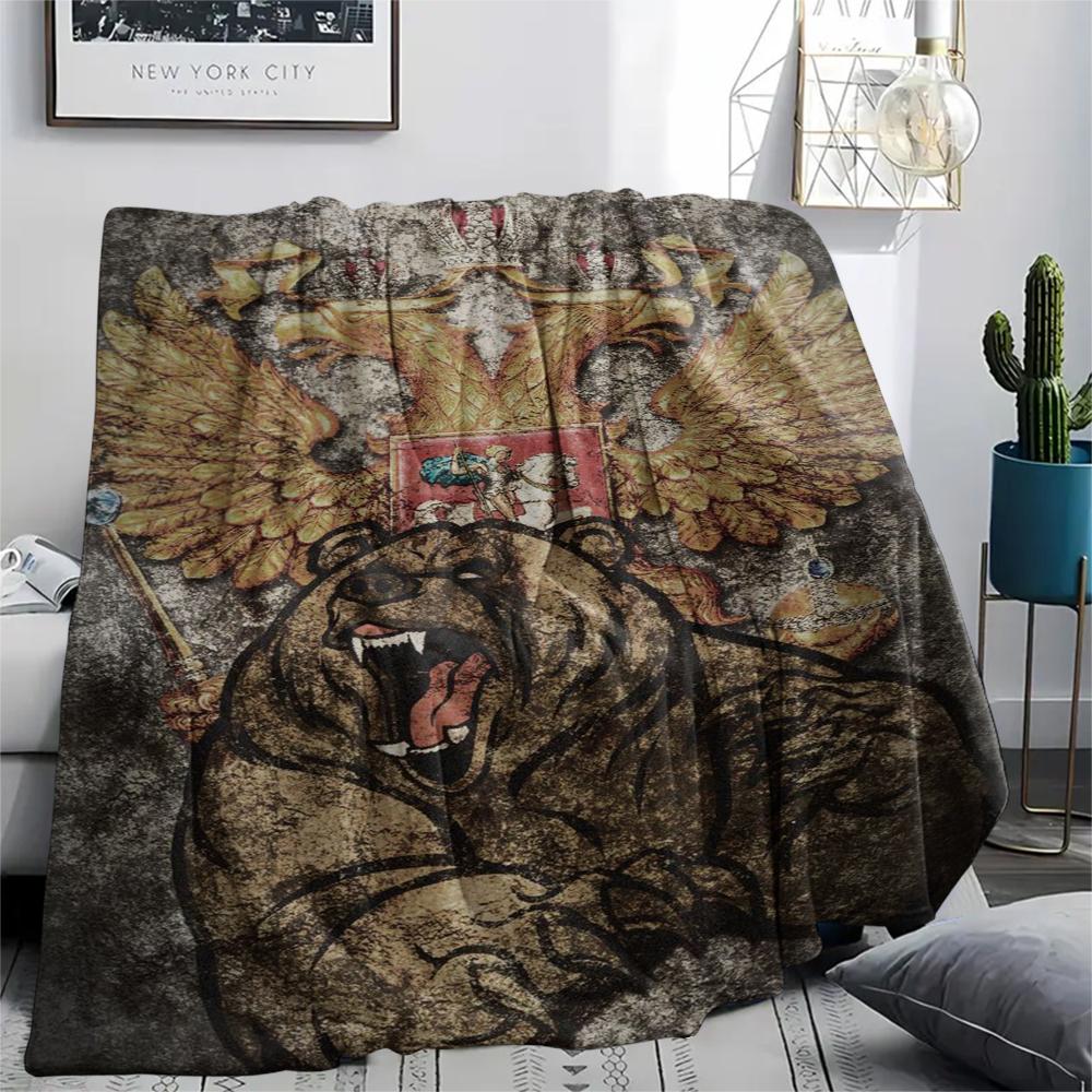 1PC Russian Double Print Flannel Blanket, High quality Comfortable for All Seasons, Home Decor, Warmth and Comfort, Perfect for Christmas Gifts138