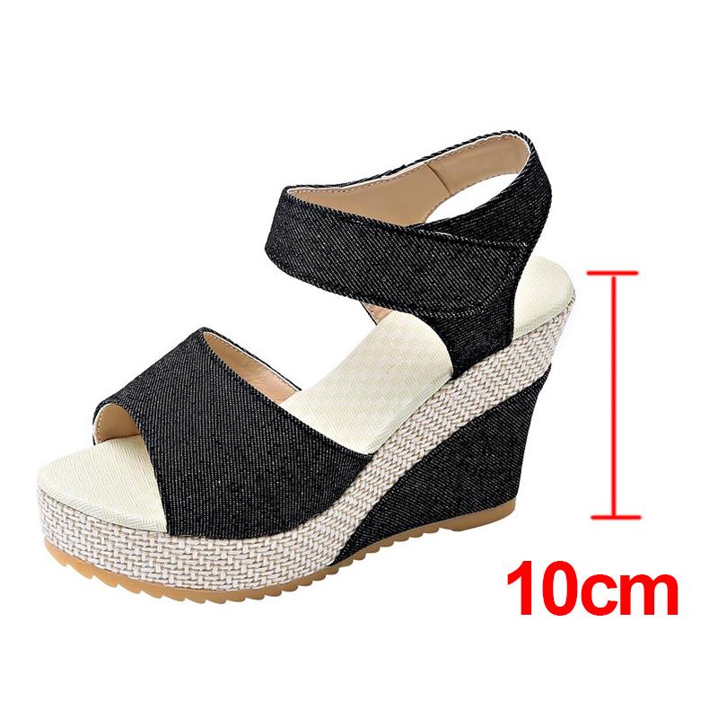 

Fashion Fashion Denim Wedge Heeled Sandals Women Summer 2025 Peep Toe Chunky Platform Sandals Woman Thick Sole High Heel Sandalias Mujer 42